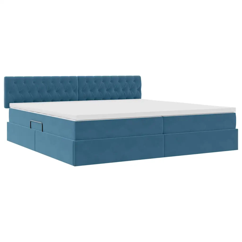 Letto con Contenitore Blu Scuro 200 x 200 cm Velluto 3370843