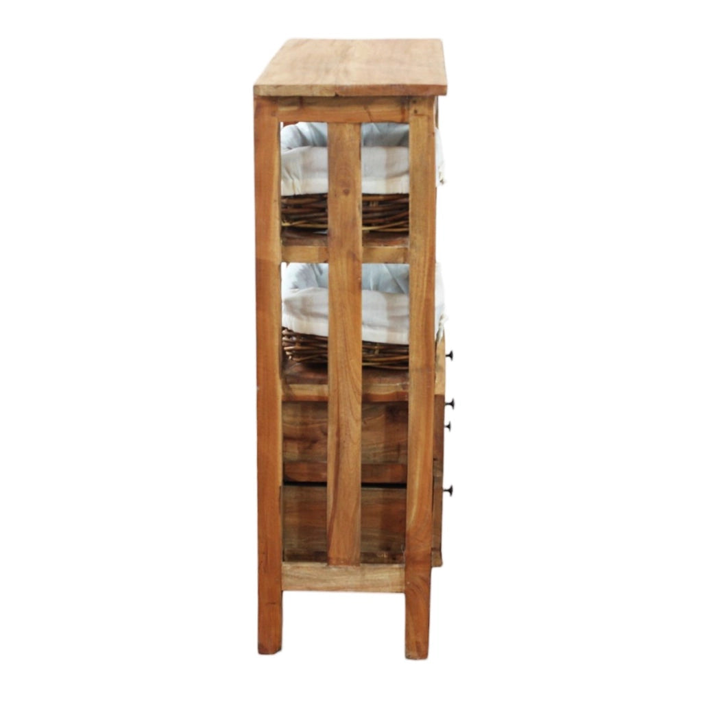 Mobile in legno 4 cassetti 4 ripiani con ceste - ADARA