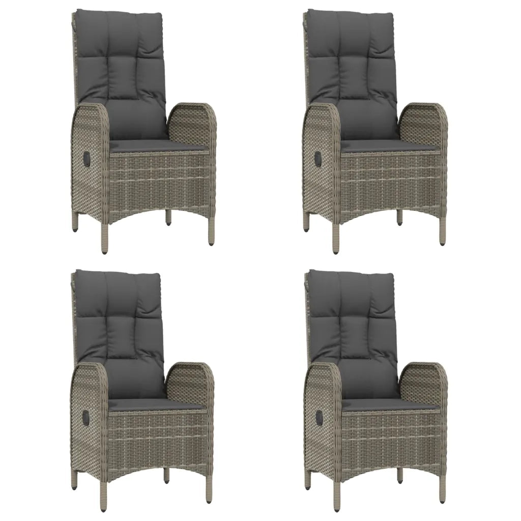 Set da Pranzo Giardino 5pz Nero e Grigio con Cuscini Polyrattan 3185178