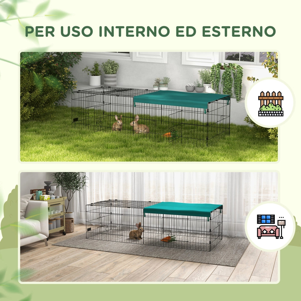 Gabbia per Conigli ¨C Minimal ¨C Verde Acciaio 185x75x50cm