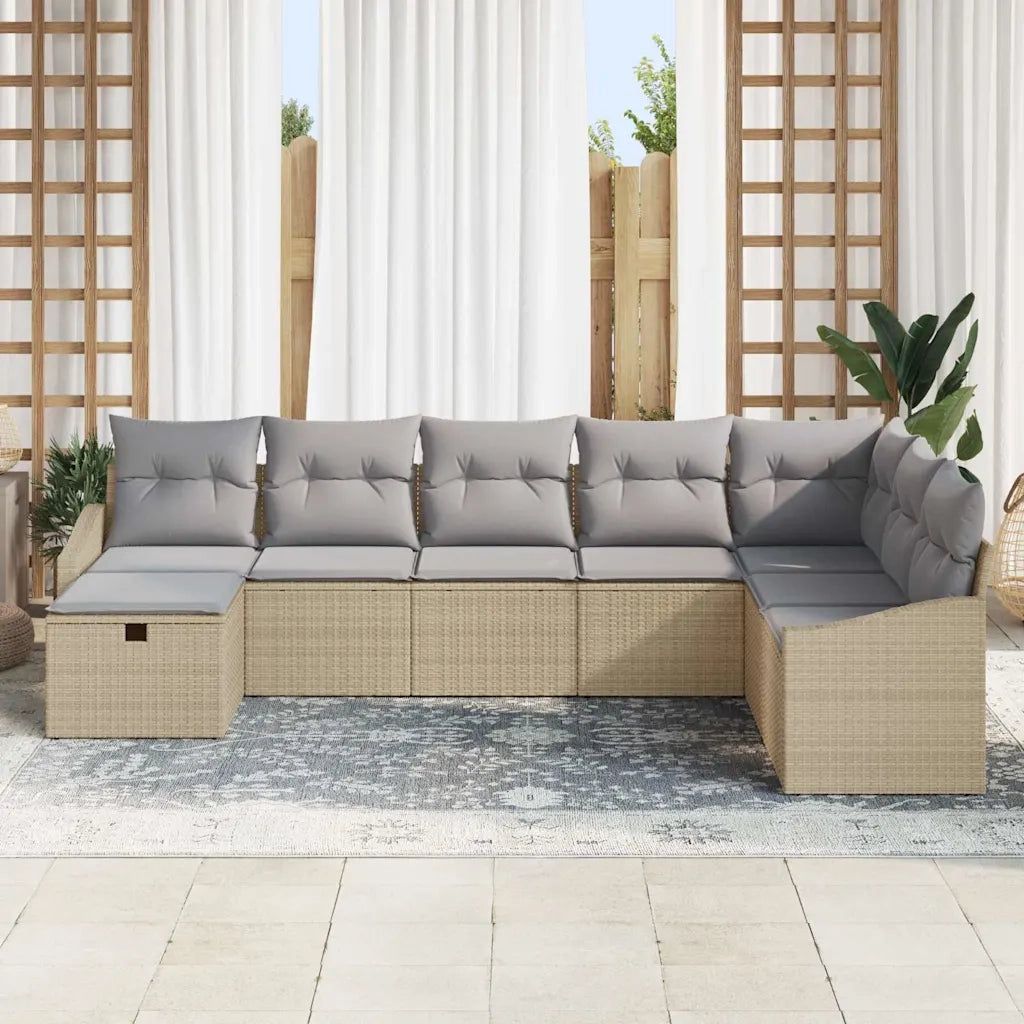 Set Divano da Giardino con cuscino 8 pcs polyrattan