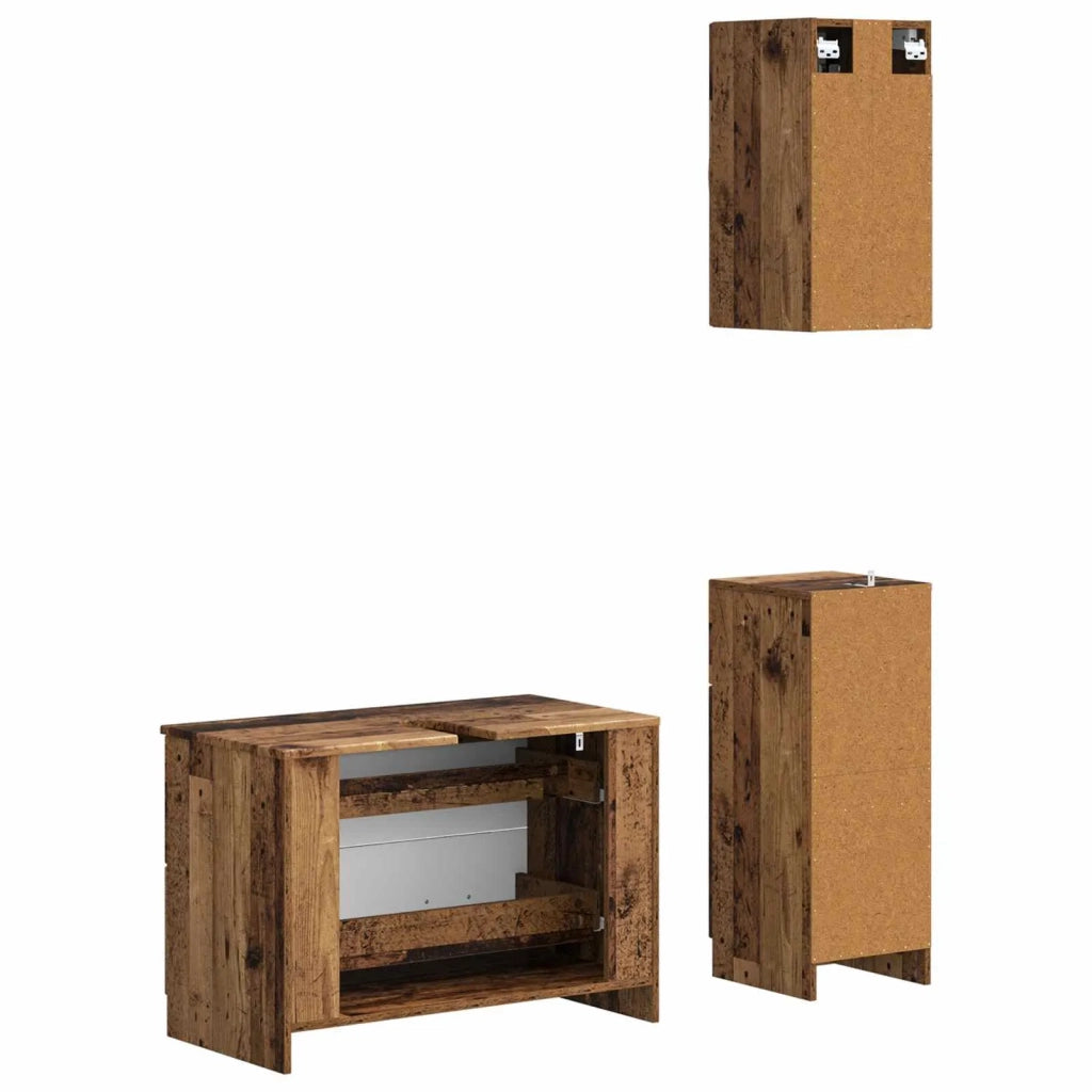 Set di armadietti da bagno in 3 pezzi UTRECHT Legno antico 3417817