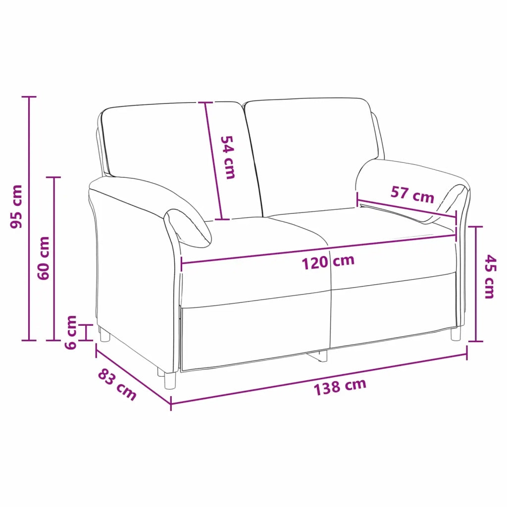 Divano a 2 Posti Crema 138 x 83 x 95 cm Velluto 42033947