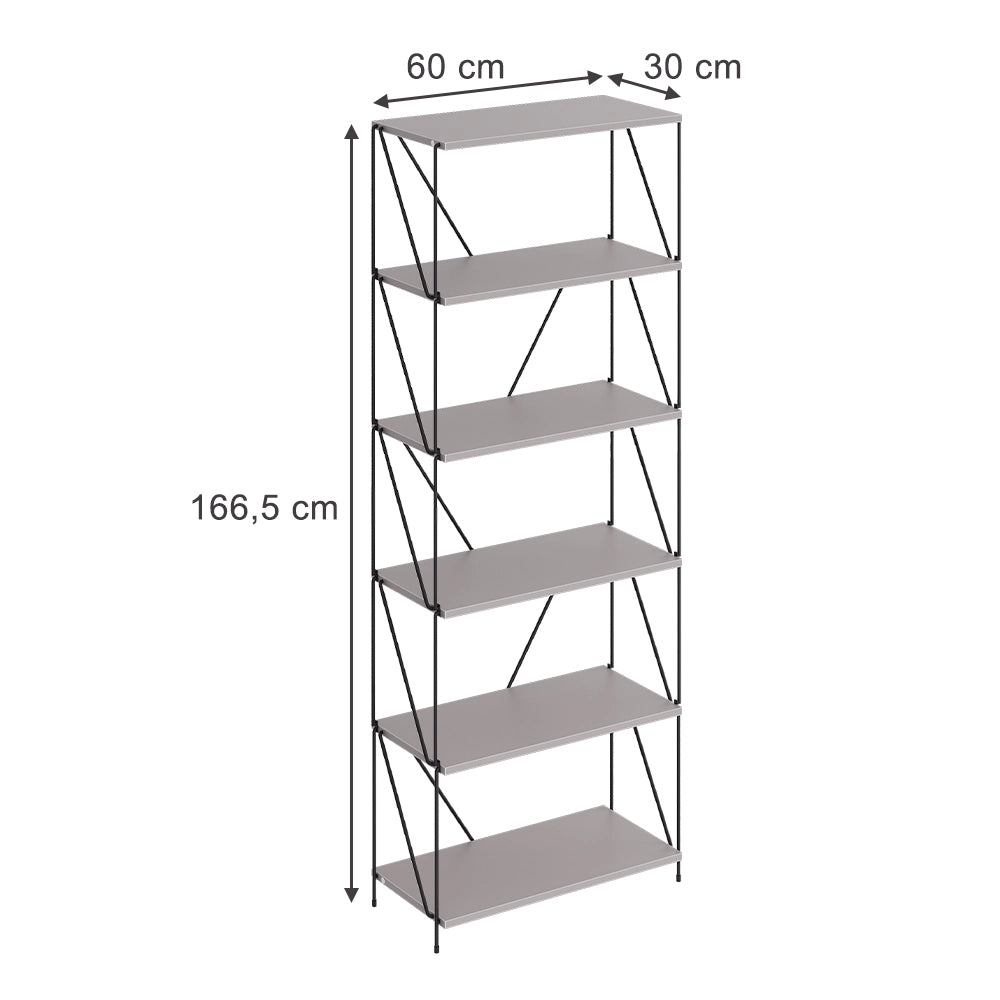 Vicco Scaffale Grigio/nero 60 x 166.5 cm