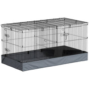 Gabbia per Piccoli Animali 2 in 1 ¨C Xylo ¨C Coperchio Rimovibile, Sezioni Separate, 121x61x61 cm, Nero