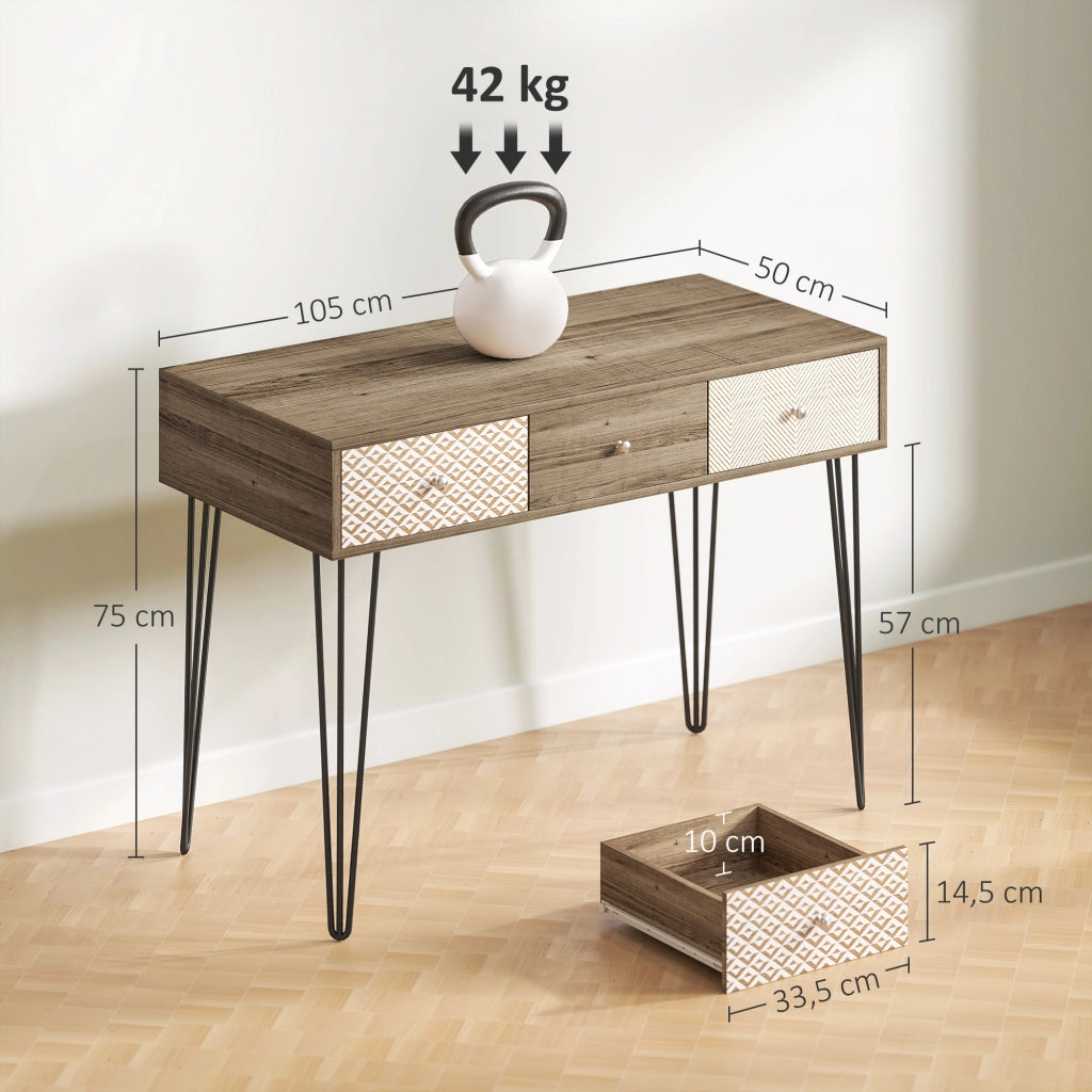 Scrivania con cassetti e gambe forcella ¨C Minimal ¨C 105x50x75 cm Legno