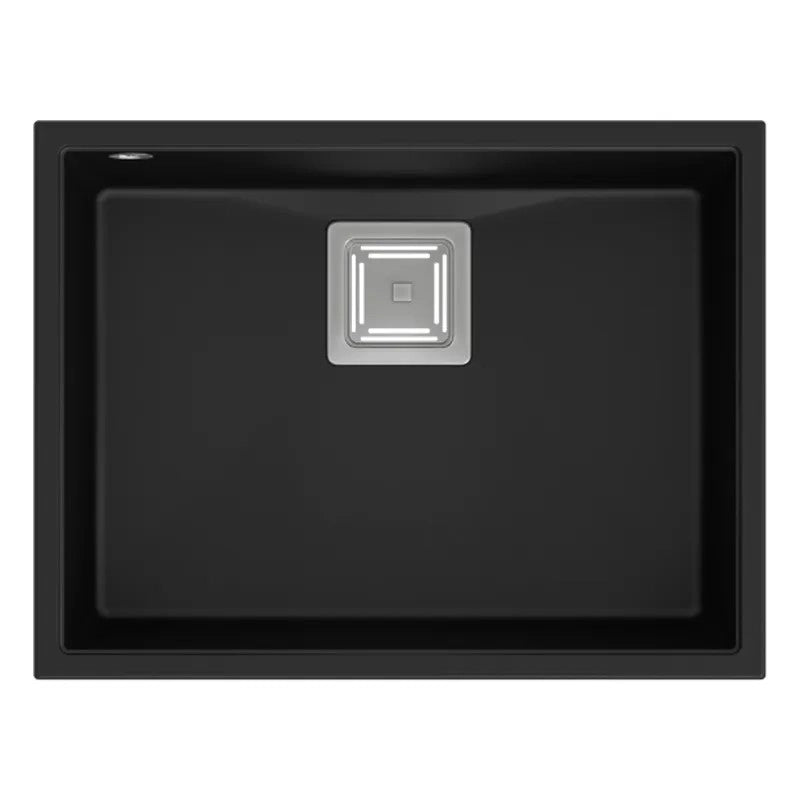 Lavello In Granito David 50 Black Tappo rame spazzolato