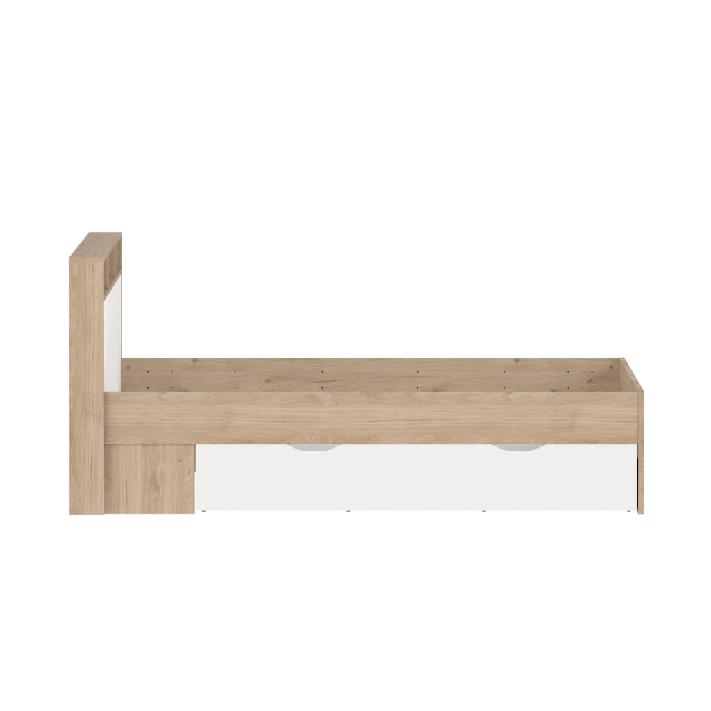 Letto matrimoniale Enteng, Sommier per camera da letto, Giroletto per stanza, Struttura porta materasso, 216x170 h97 cm, Rovere e Bianco