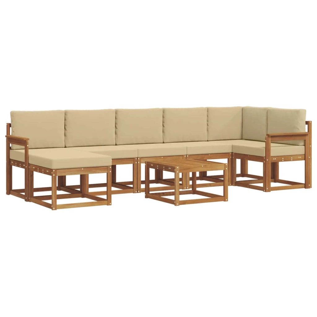 Set di divani da esterno con cuscino 8 pcs Naturale e Beige 3366736