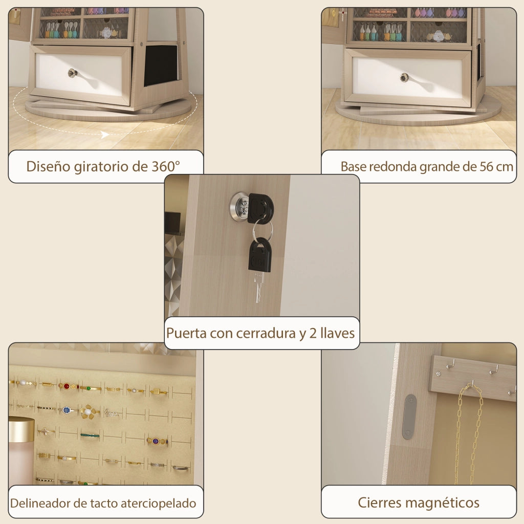 Armadio Joyero con Specchio e Luci LED ¨C Minimal ¨C Bianco
