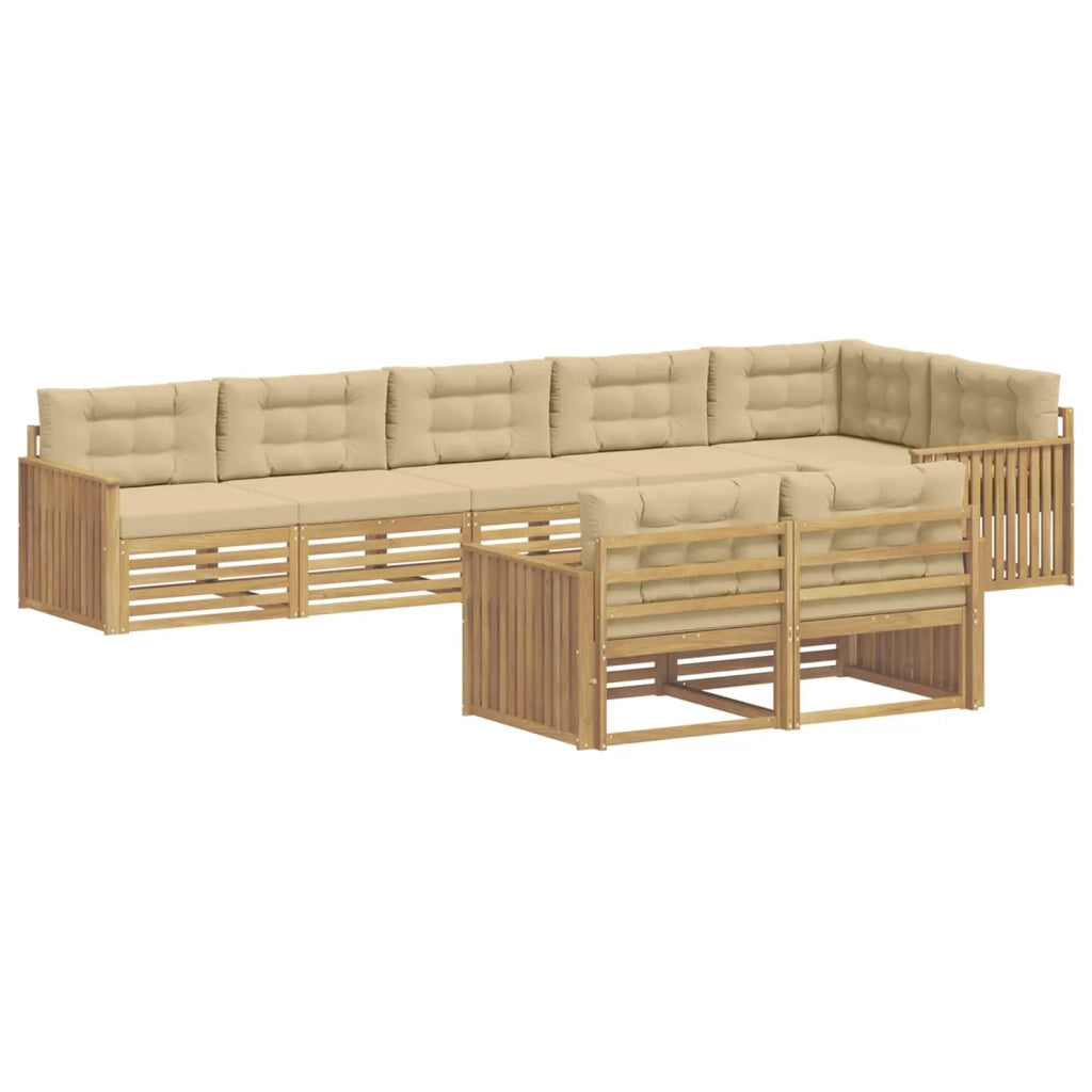 Set di divani da esterno 8 pz Bianco e Beige Poliestere 3390683