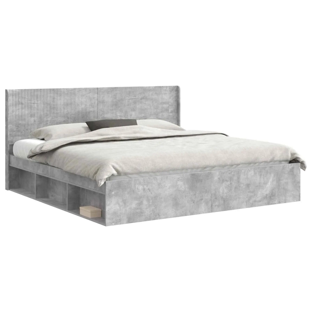 Struttura del letto con stoccaggio e testata Grigio Cemento 3413824