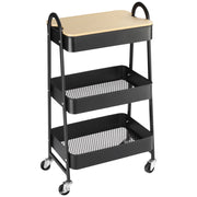Carrello di servizio con 3 cestini ¨C Minimal ¨C Nero, metallo e plastica