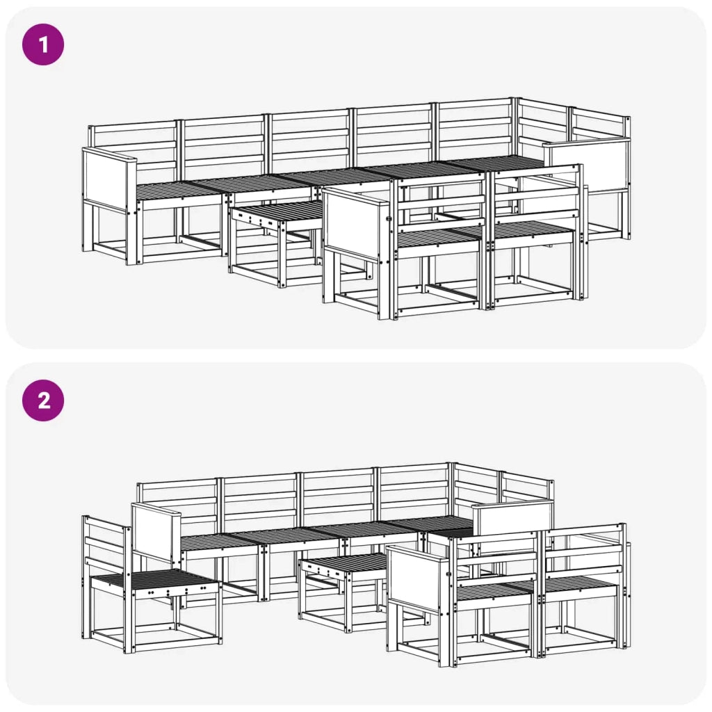 Set di divani da esterno 9 pcs Naturale