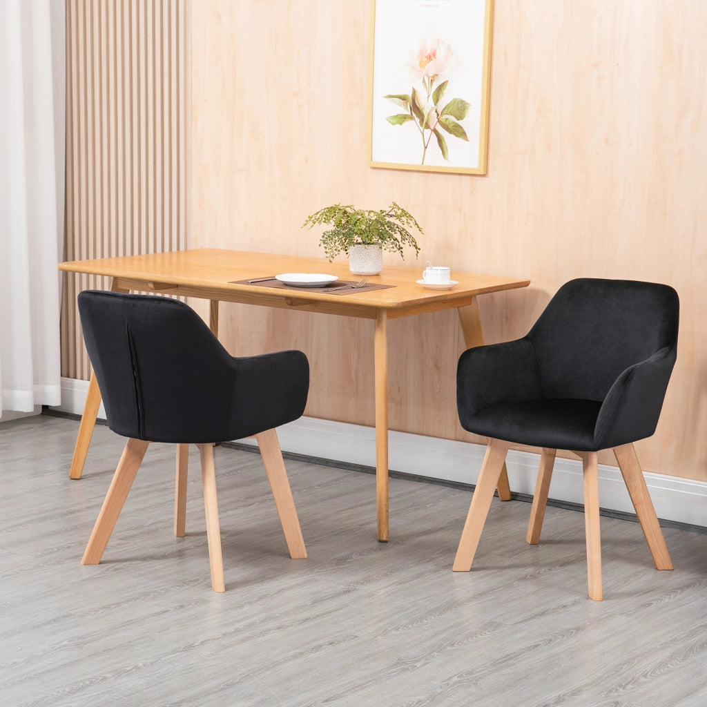 SEDIA da pranzo Set da 2 nero 54x57x80 cm in poliestere e legno