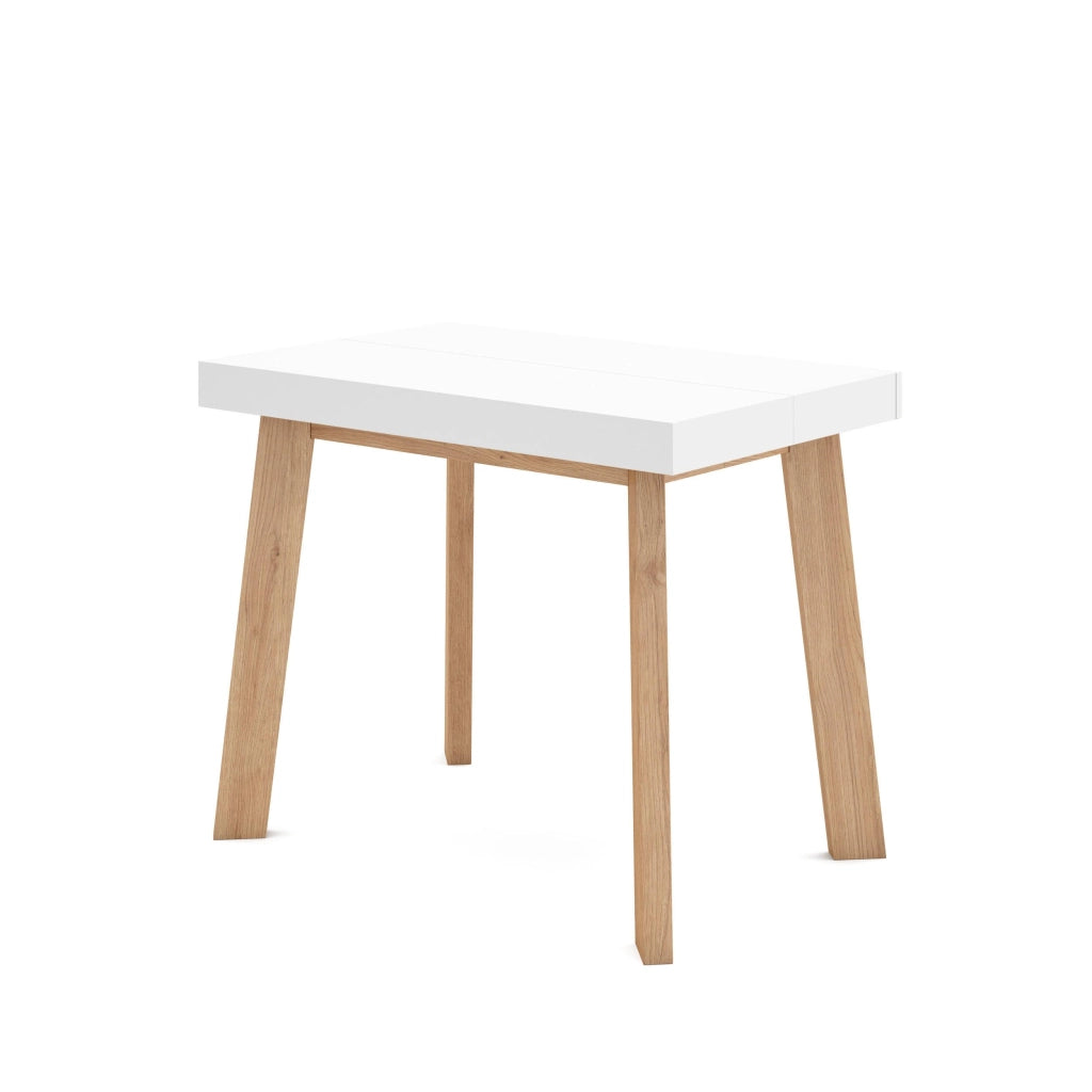 Consolle allungabile, 262x90x73cm, Per 12 persone, Gambe in legno, Bianco RF3084