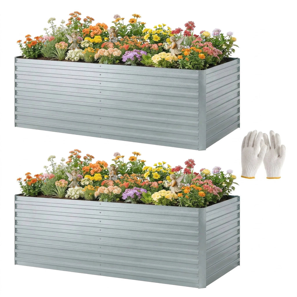 Set 2 Fioriere Rialzate in Metallo Galvanizzato ¨C Xylo ¨C Argento