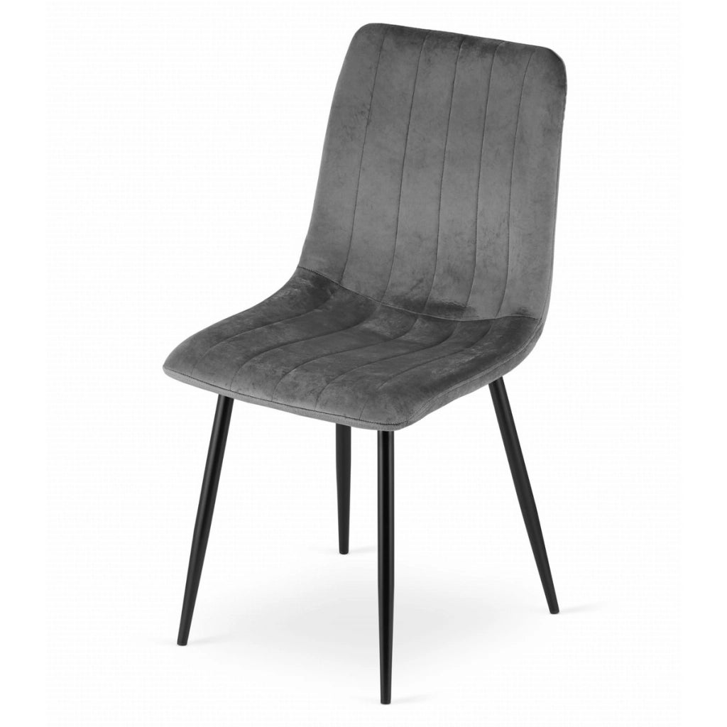 Sedia Lava in velluto grigio scuro e metallo nero
