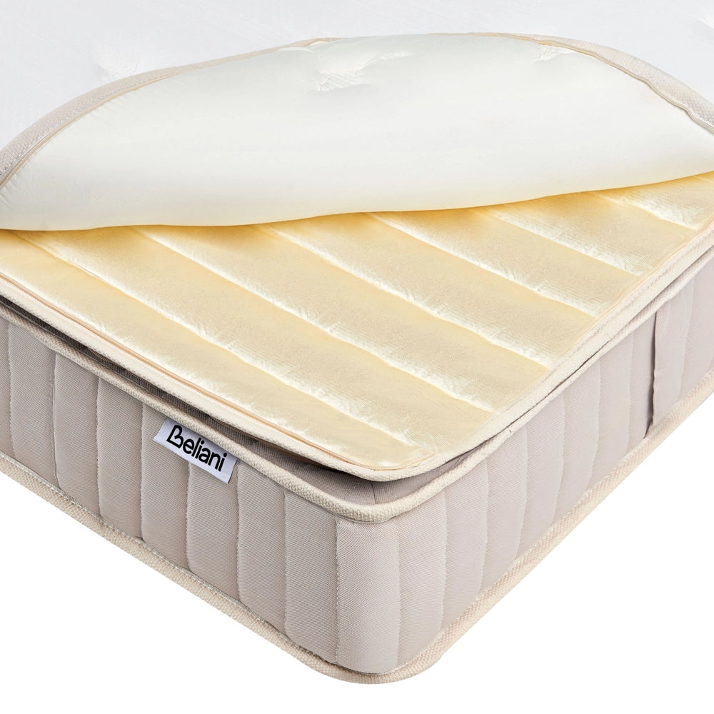 Materasso a molle insacchettate in lattice bianco e beige EU 160 x 200 cm duro con cerniera e rivestimento in poliestere rimovibile Accessori per la camera da letto