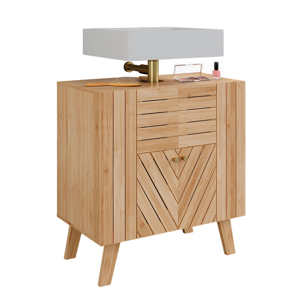 Vicco Mobiletto per lavabo Bambù 60 x 65 cm con 2 porte