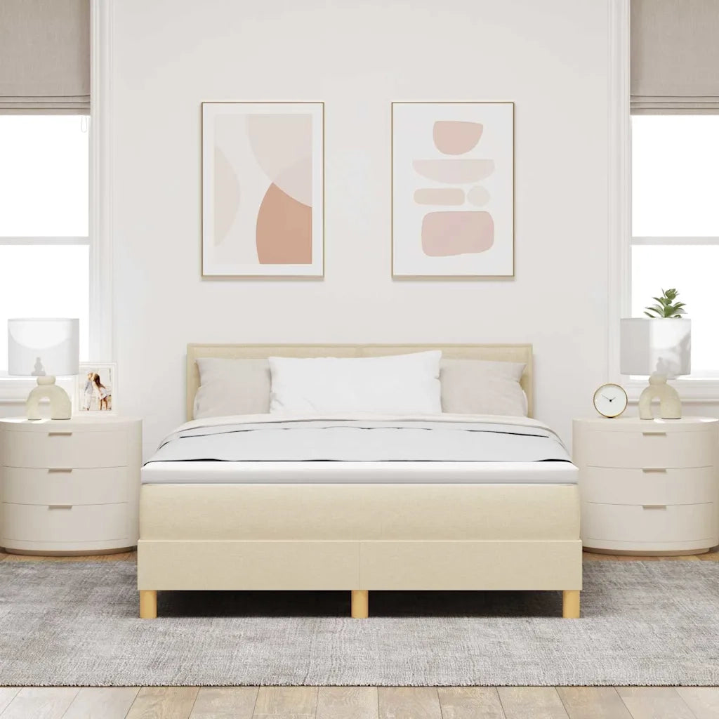 Letto a Sorgente LED con strisce LED Crema 140 x 190 cm Tessuto 3342364