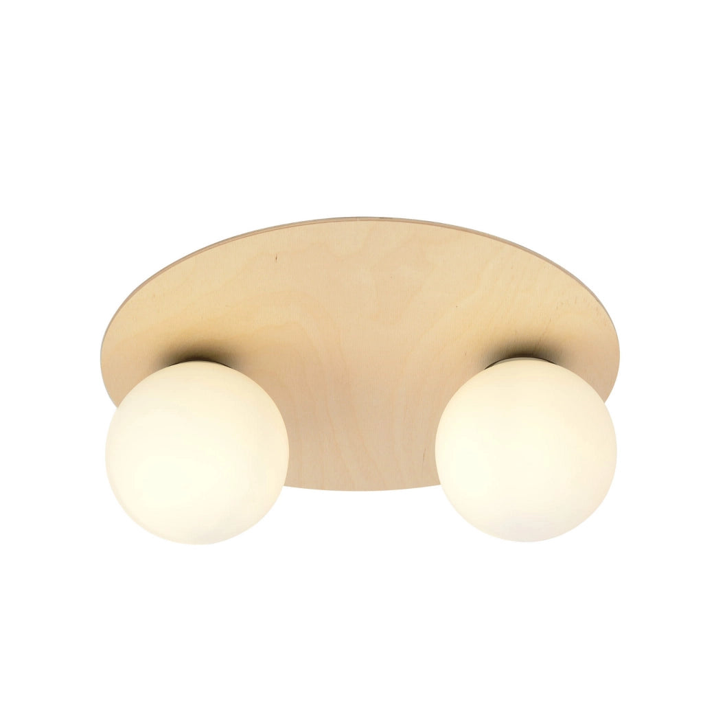 Plafoniera Emibig Kenzo 2 luci E14 legno chiaro vetro