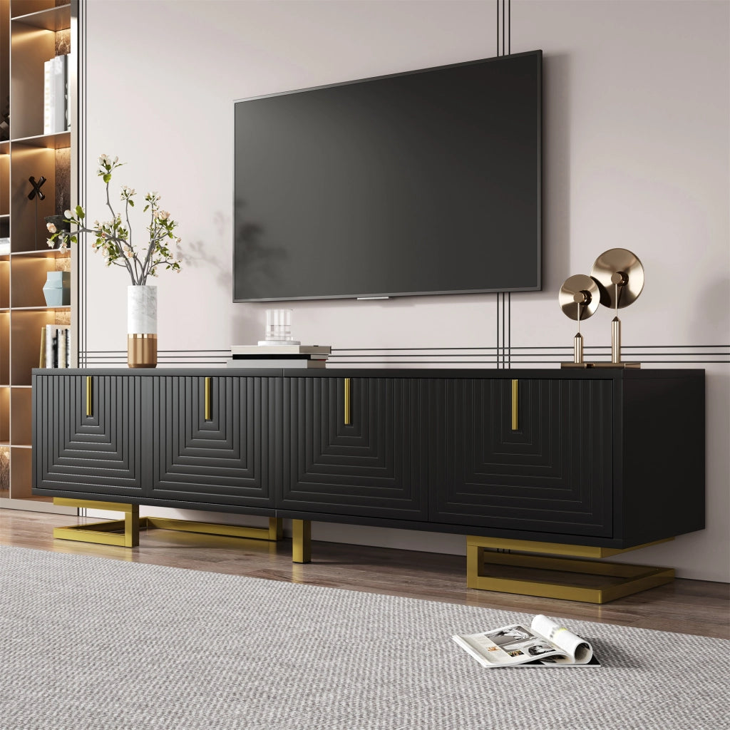 Cassettiera TV nera in truciolato lunghezza 160 cm