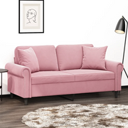 Divano a 2 Posti con Cuscini Rosa 140 cm in Velluto 3200948