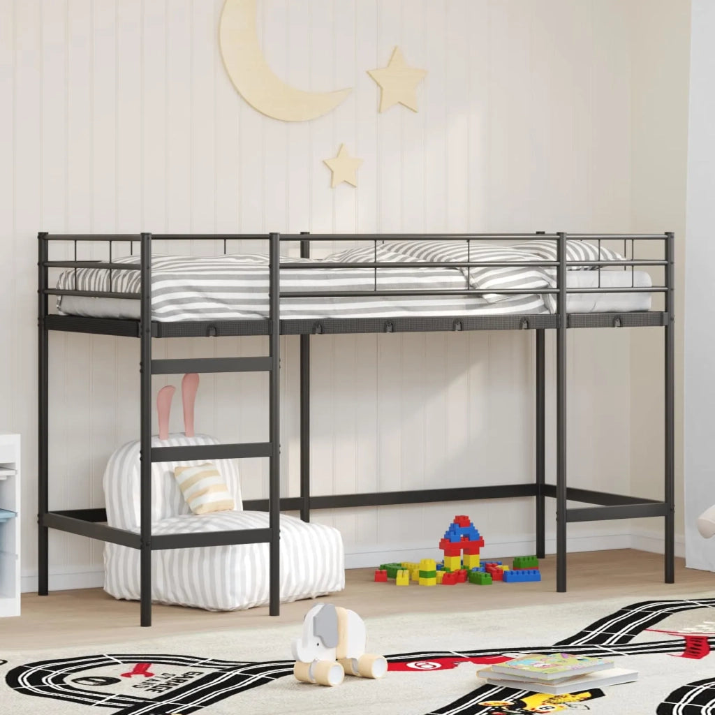 Struttura del letto loft per bambini-Giroletto per bambini Nero 74,5 x 190 cm Acciaio