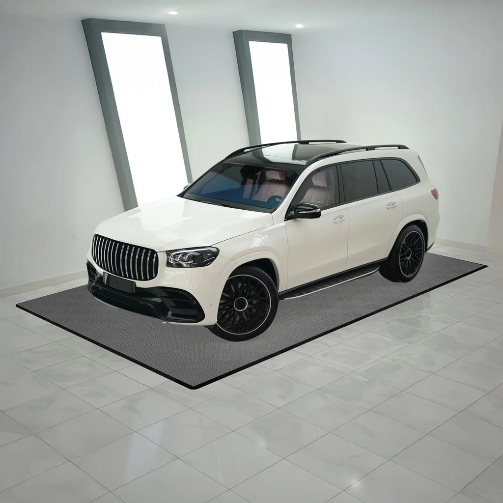 Piastrelle ventilate grigie 6m x 6m per garage doppio e officine, antiscivolo.