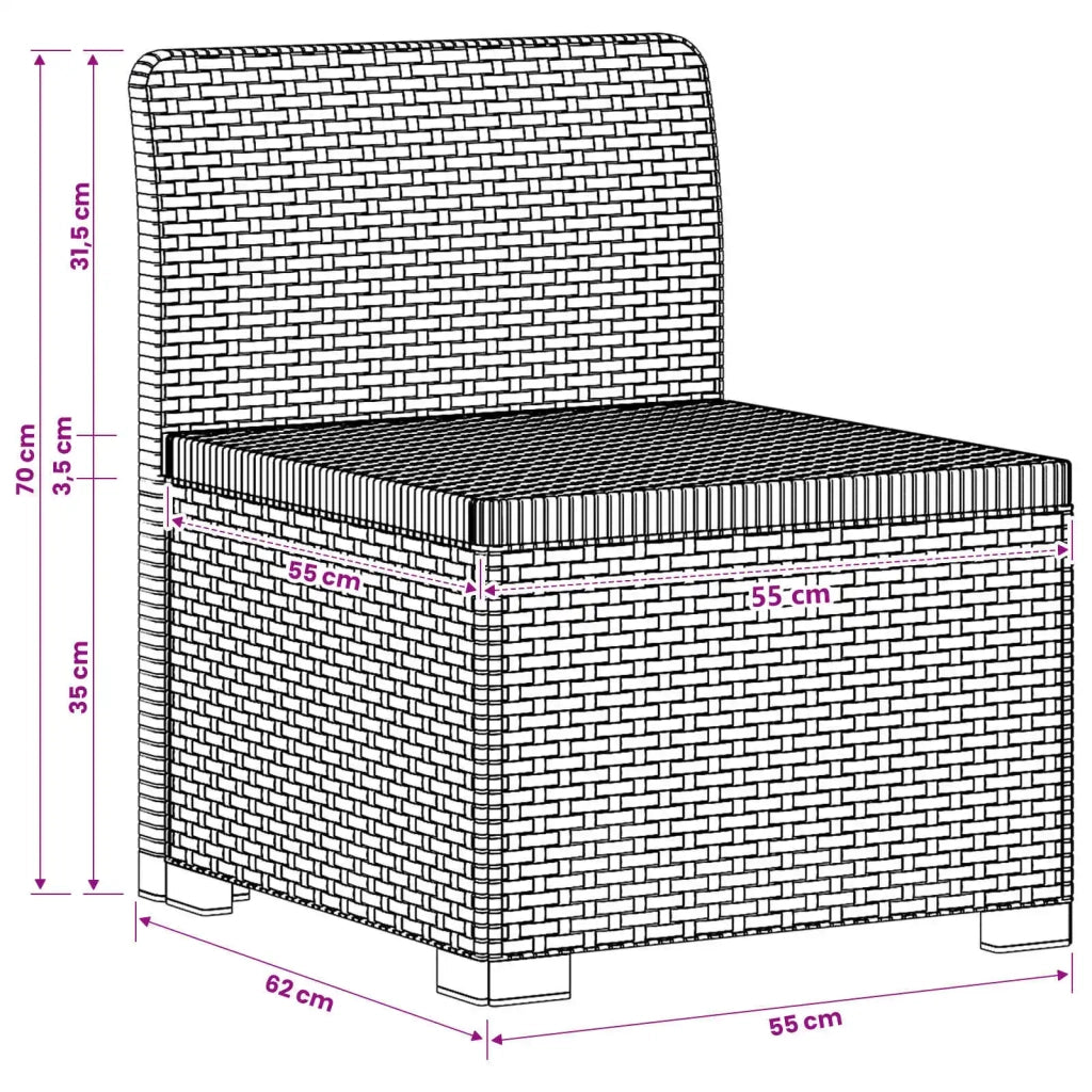 Divano da giardino 3 posti con cuscini in look rattan PP 8011972