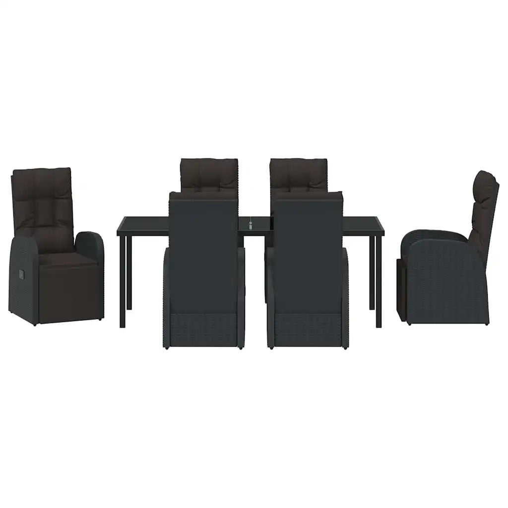 Set da Pranzo per Giardino con cuscino 7 pcs Nero polyrattan 3379518