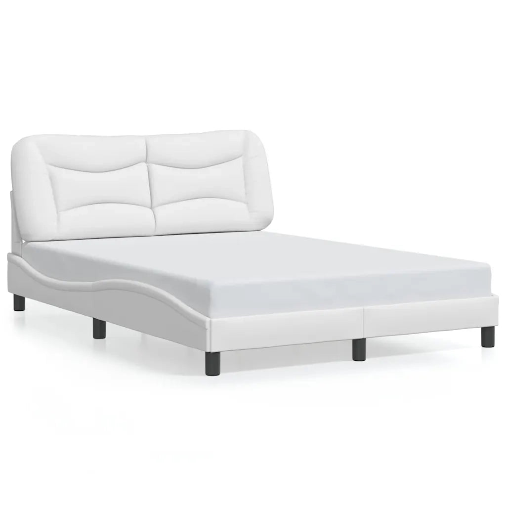 Letto matrimoniale | Letto per adulti | Giroletto senza Materasso Hvar Bianco 140x200 cm in Similpelle