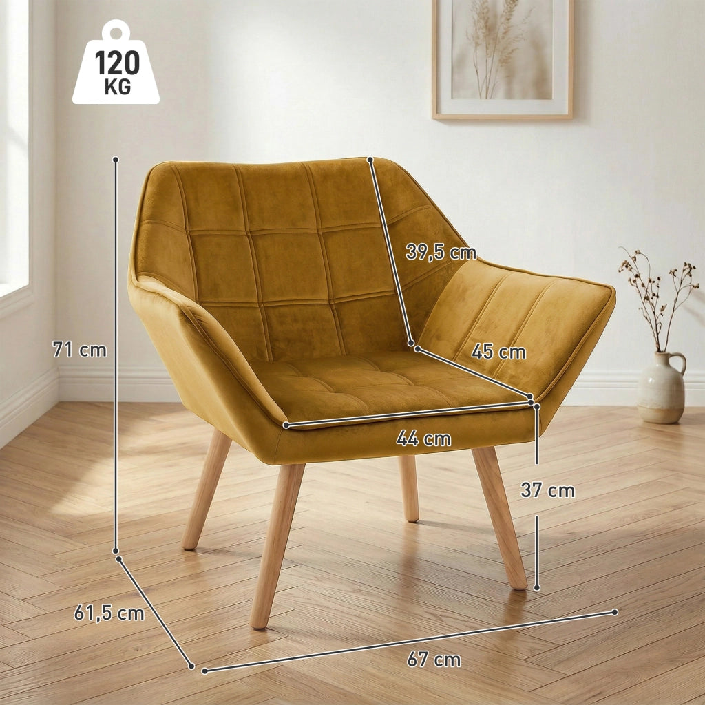 Poltrona ¨C Minimal ¨C Tessuto Velluto Giallo