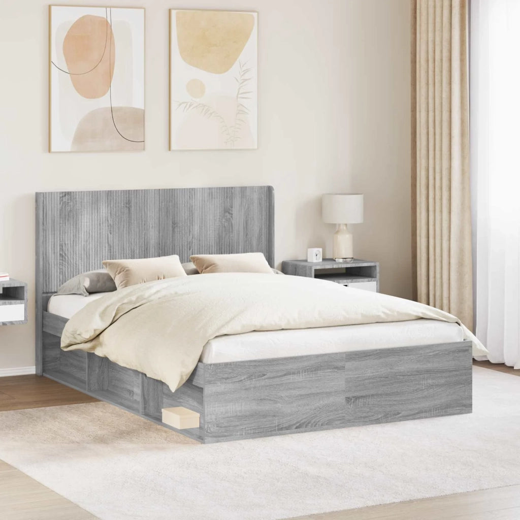 Struttura del letto con stoccaggio e testata Sonoma grigio 3413882