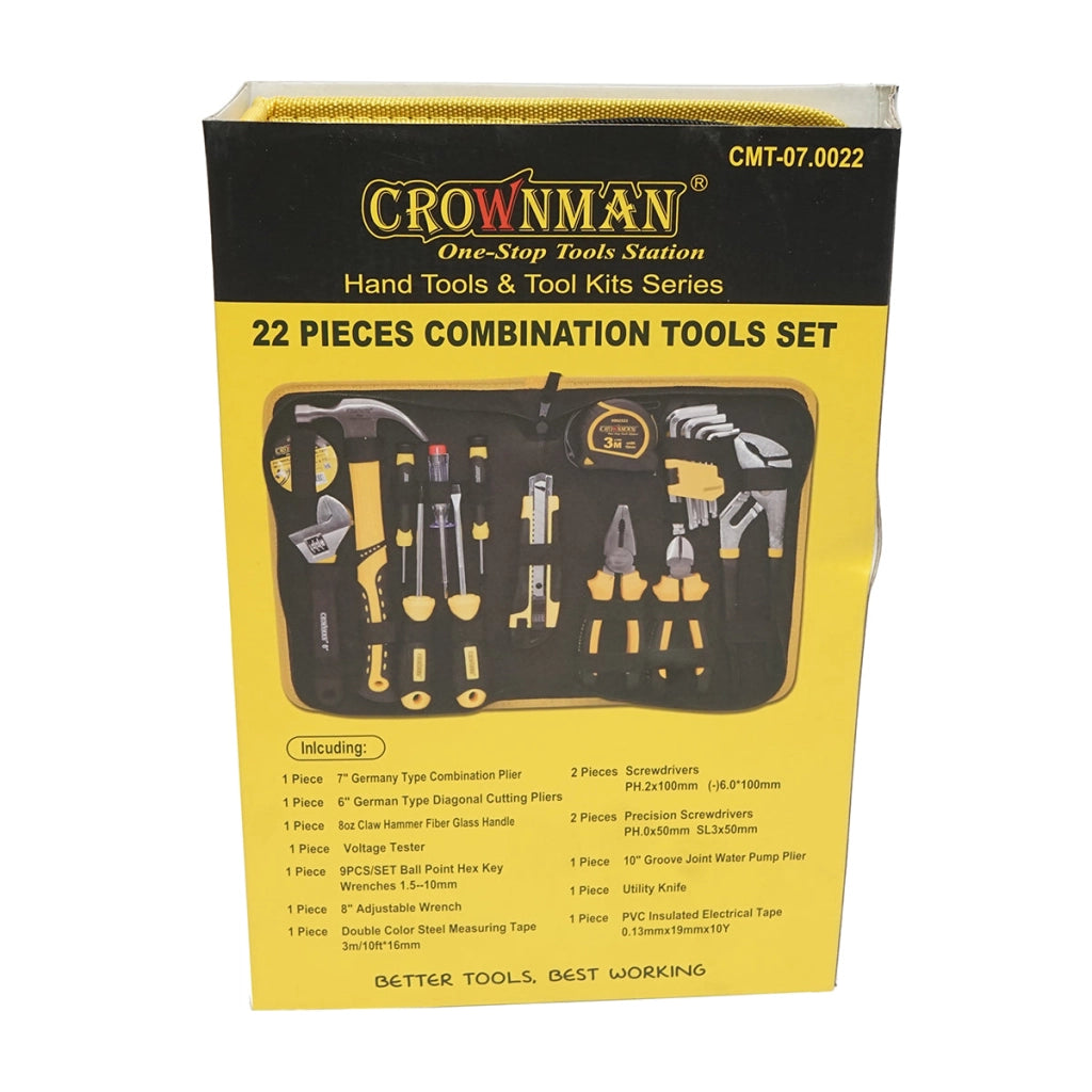 Set di attrezzi e utensili combinati, 22 pezzi, Crownman.