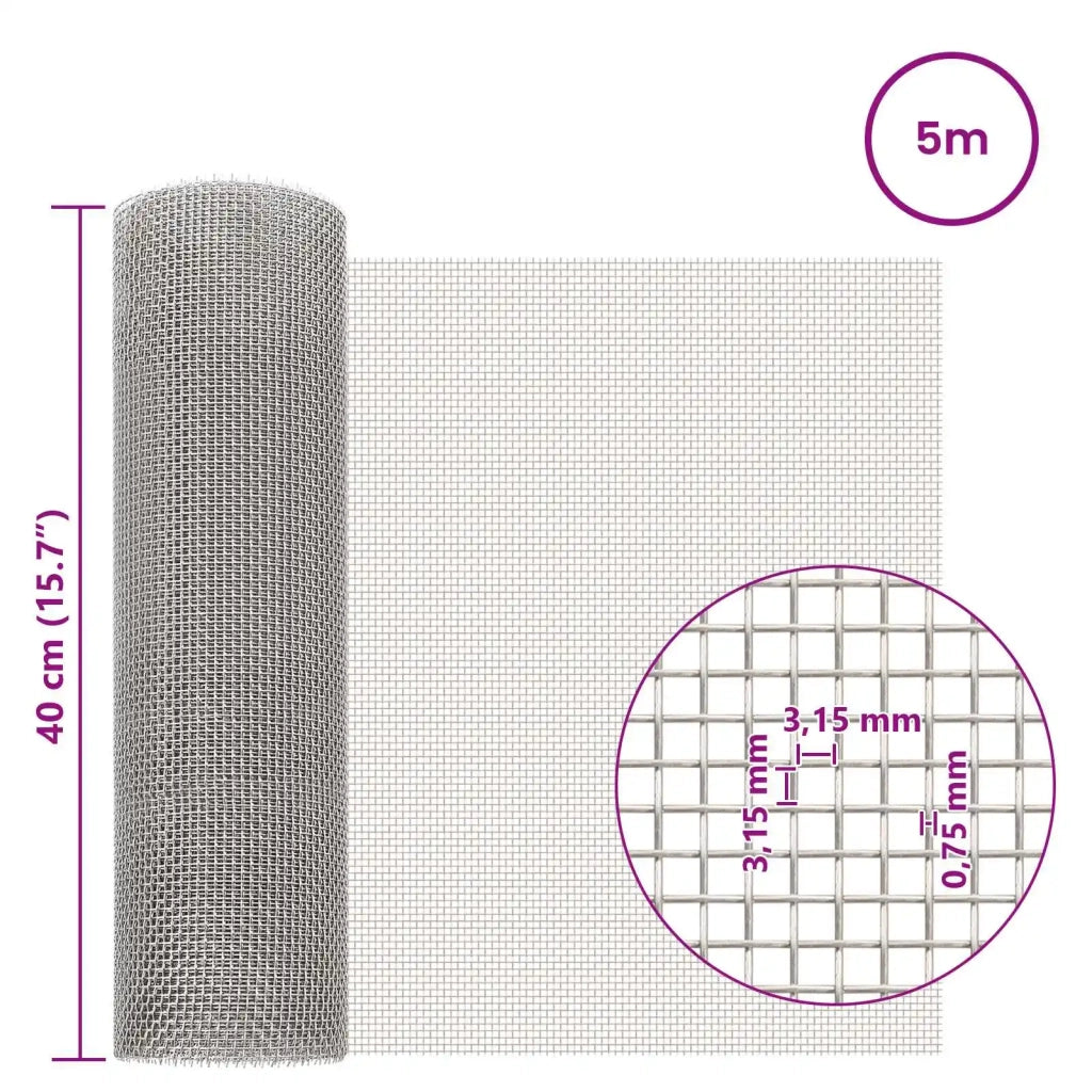 Rete per schermatura 40 x 500 cm 6 Mesh Argento 42039648
