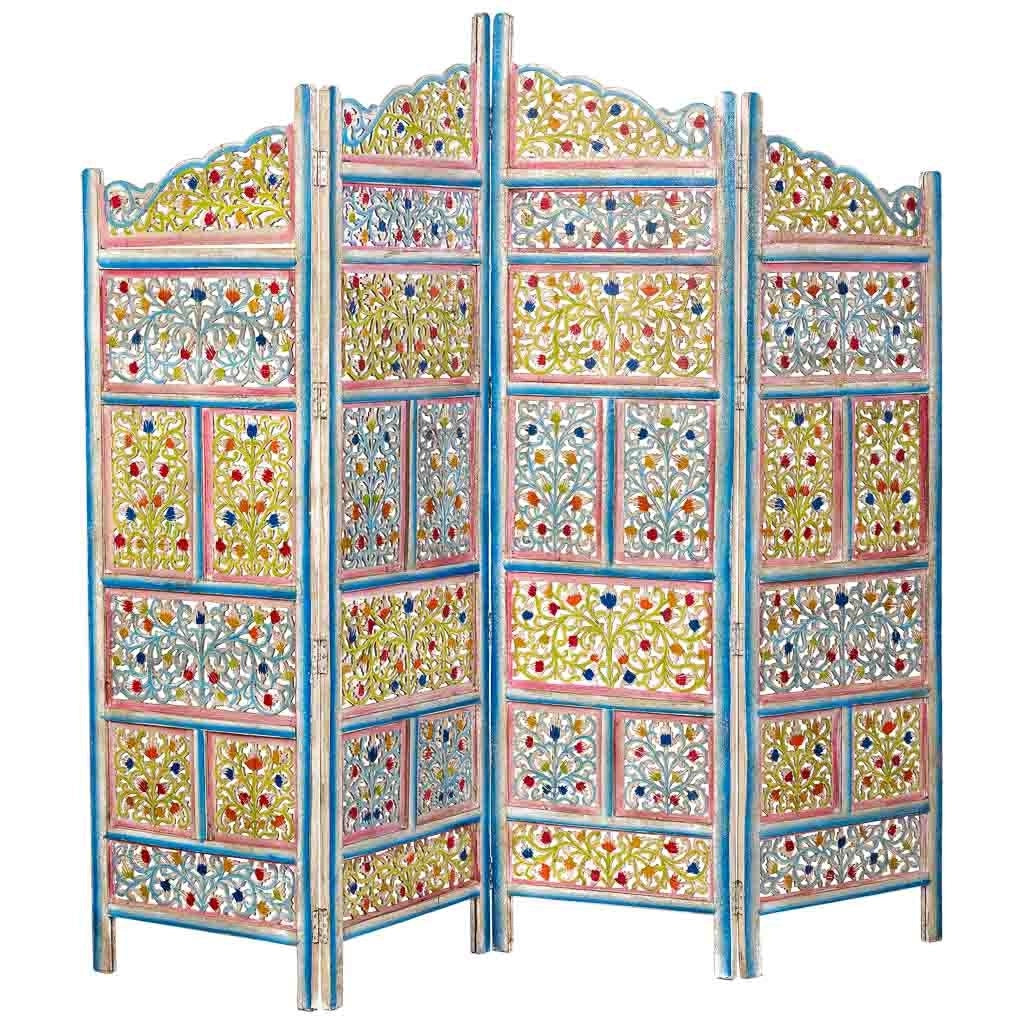Paravento in legno multicolore fatto a mano, 50x25x180h cm