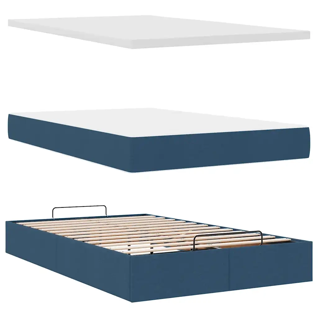 Pouf Letto con Materasso e LED Blu 120x190cm in Tessuto 3312380