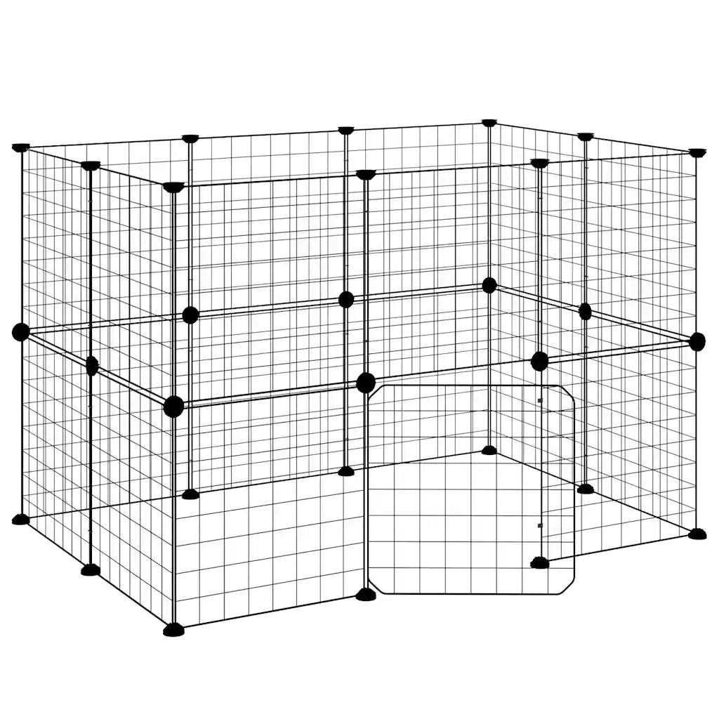 Gabbia per Animali 20 Pannelli con Porta Nera 35x35 cm Acciaio CFW6155862
