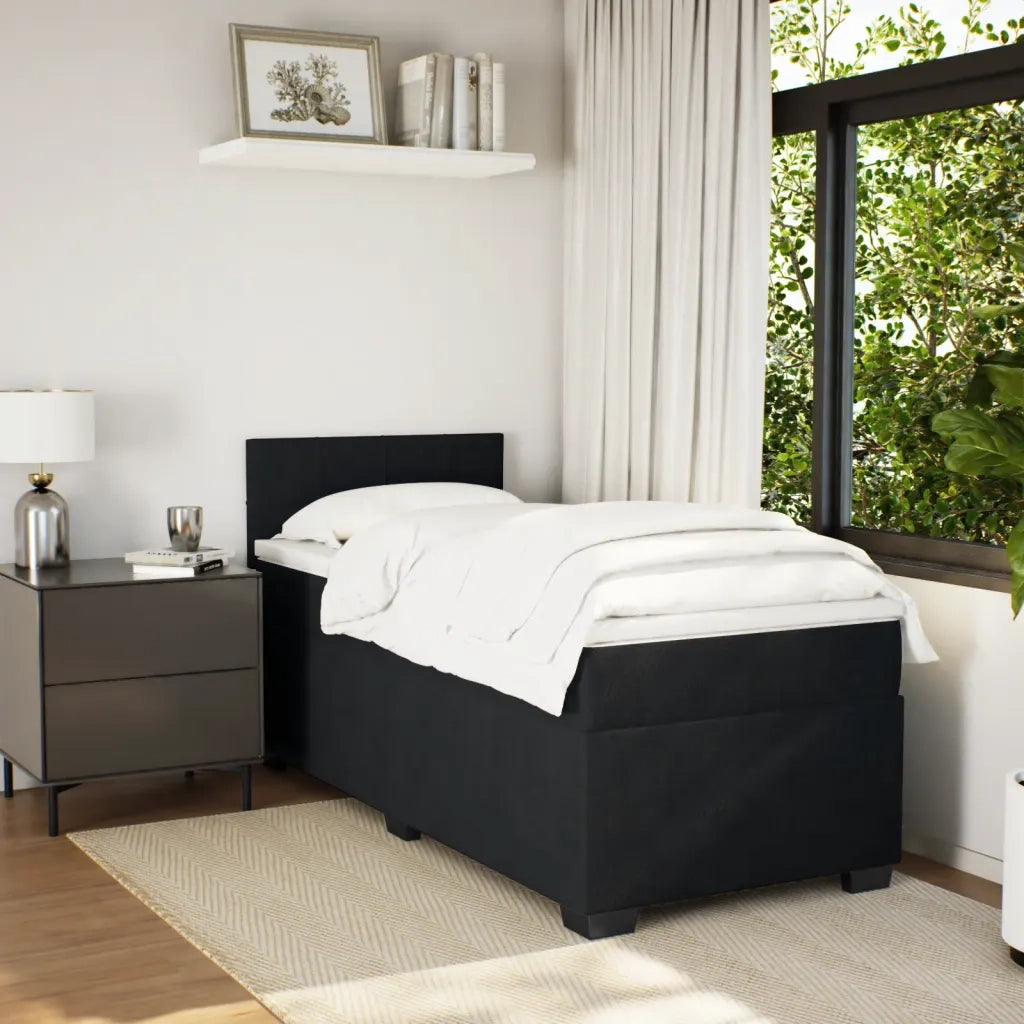 Letto a Molle con Materasso Nero Singolo in Velluto 3288771