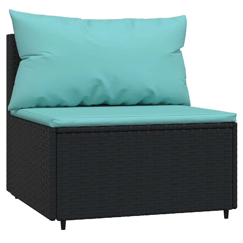 Set Divani da Giardino 4 pz | Set Salotto da Giardino con Cuscini Nero in Polyrattan