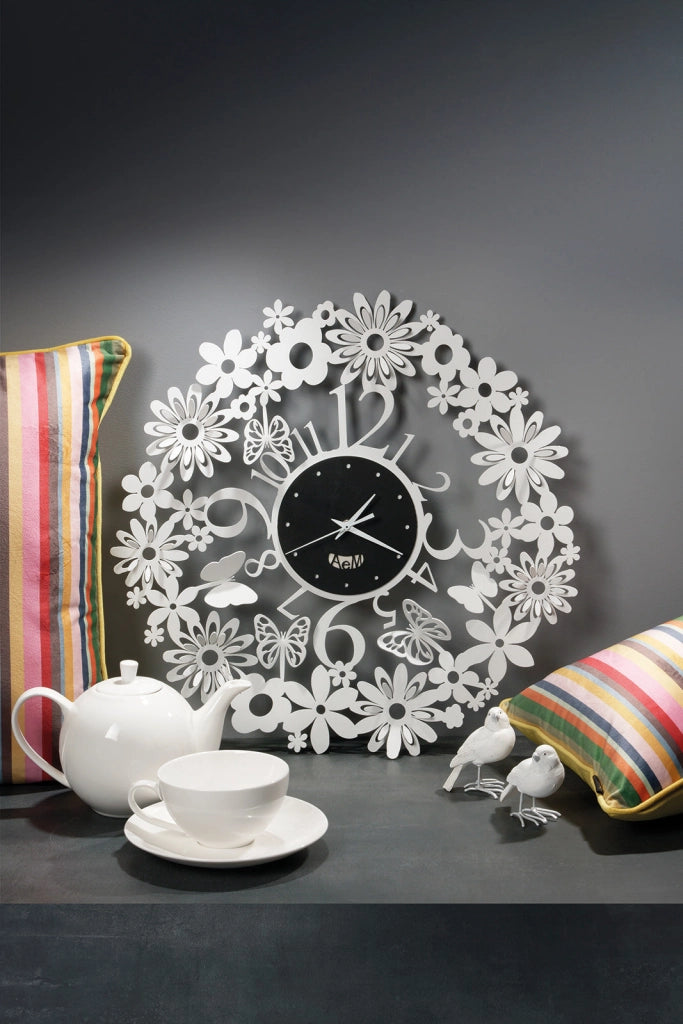 Orologio da parete di design Margherite Sabbia e bianco marmo