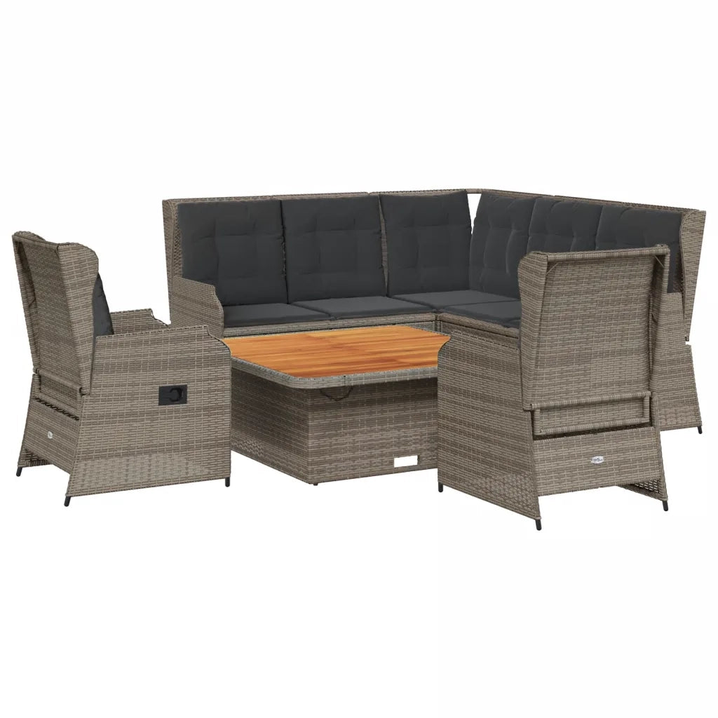 vidaXL Set Divani da Giardino 6 pz con Cuscini in Polyrattan Grigio