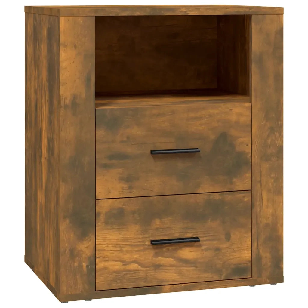 Comodino | Armadio da Notte | Mobiletto da notte Rovere Fumo 50x36x60 cm Legno Multistrato