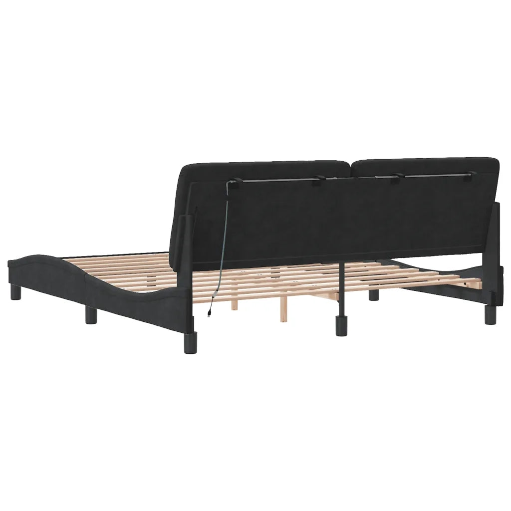 Giroletto con LED senza Materasso Nero 180x200 cm in Velluto 3213869