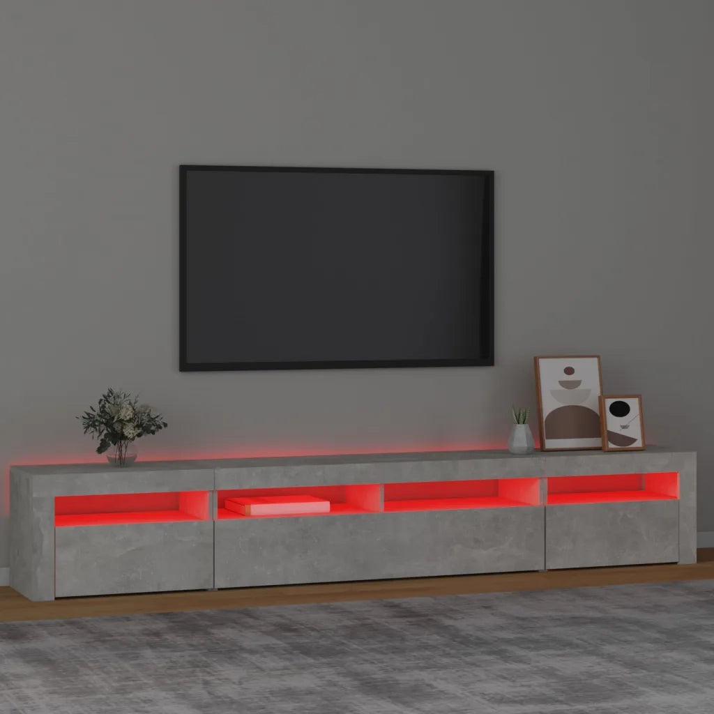 Mobile Porta TV con Luci LED-Mobile per TV-Credenza TV Grigio Cemento 240x35x40 cm