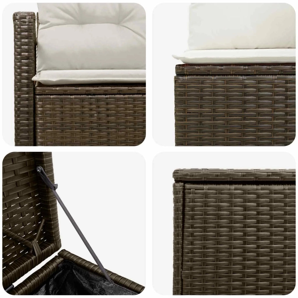 Set di divani 5 pz Marrone e Bianco Crema 3447796