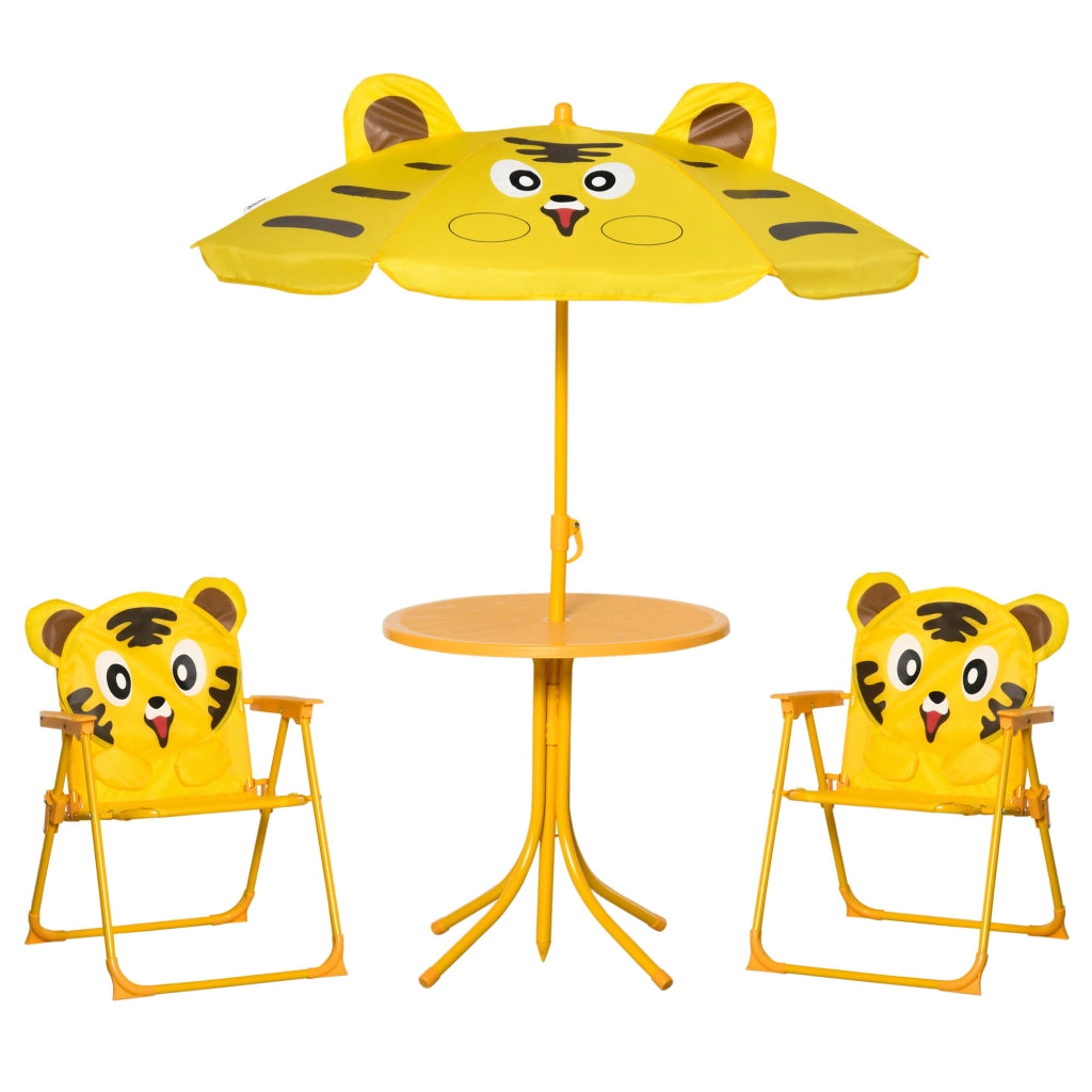 Set tavolo e sedie da giardino per bambini ¨C Zephmum ¨C giallo, metallo, pieghevole