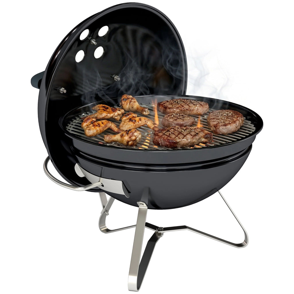 Barbecue a Carbone Portatile con Coperchio ¨C Xylo ¨C Nero 41x41x44 cm
